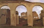 The Colosseum Seen through the Arcades of the Basilica of Constantine (mk05) Jean Baptiste Camille  Corot